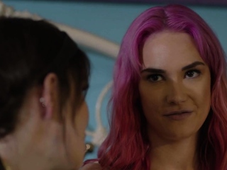 Trans inked darling pussyfuck her pink haired cute GF