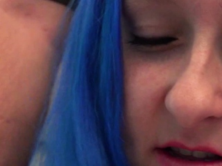 Ugly german blue hair stripper girl get anal fuck backstage